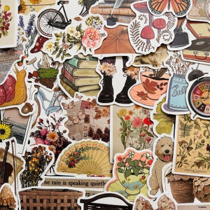 25/50 Vinyl Vintage Style Stickers, Die Cut Decal Set, Waterproof Reusable, Nostalgic Antique Curios Decor Art, Planner Photo Scrapbook Case