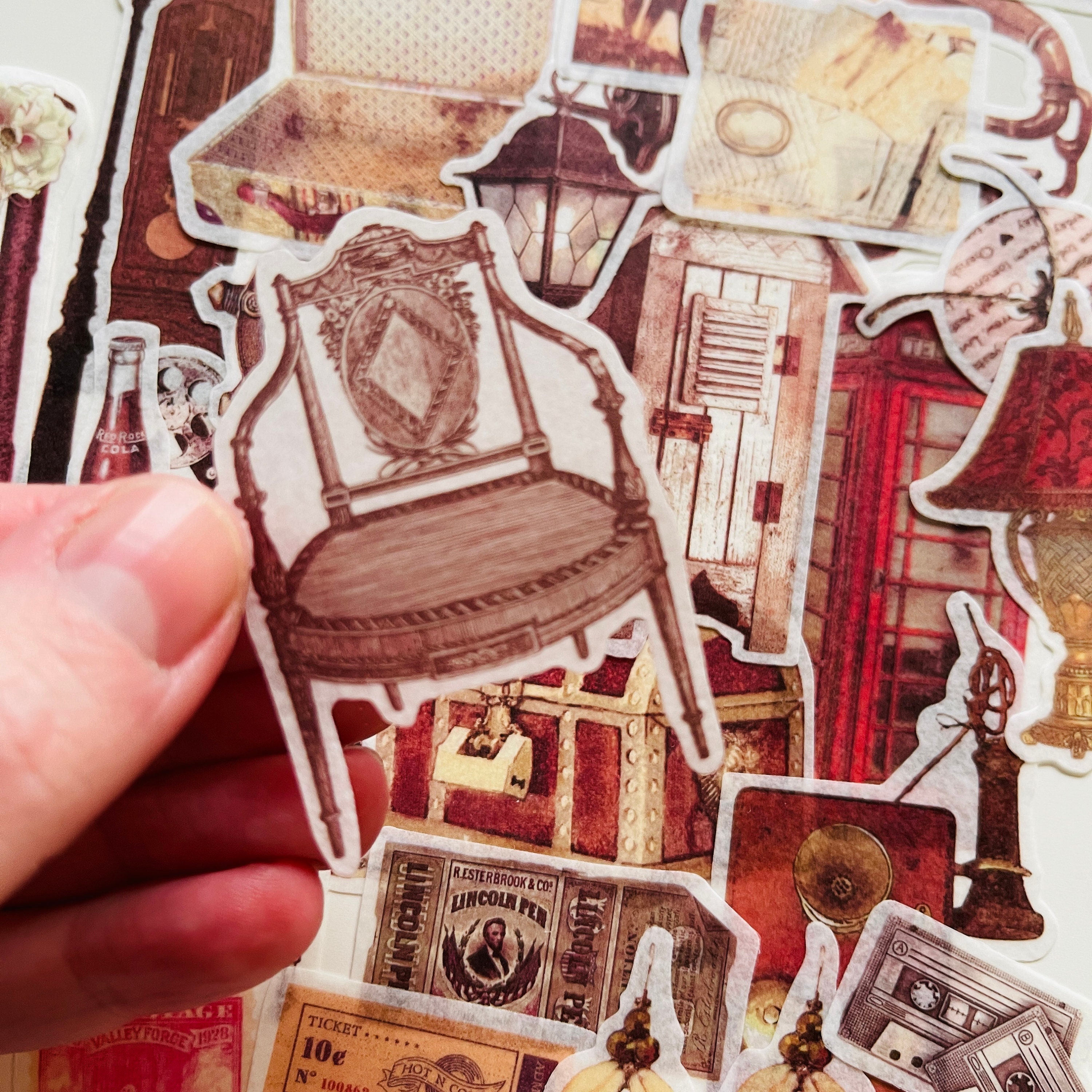 30 Opaque Antique Sticker Pack, Vintage Old Furniture Curios Ephemera ...