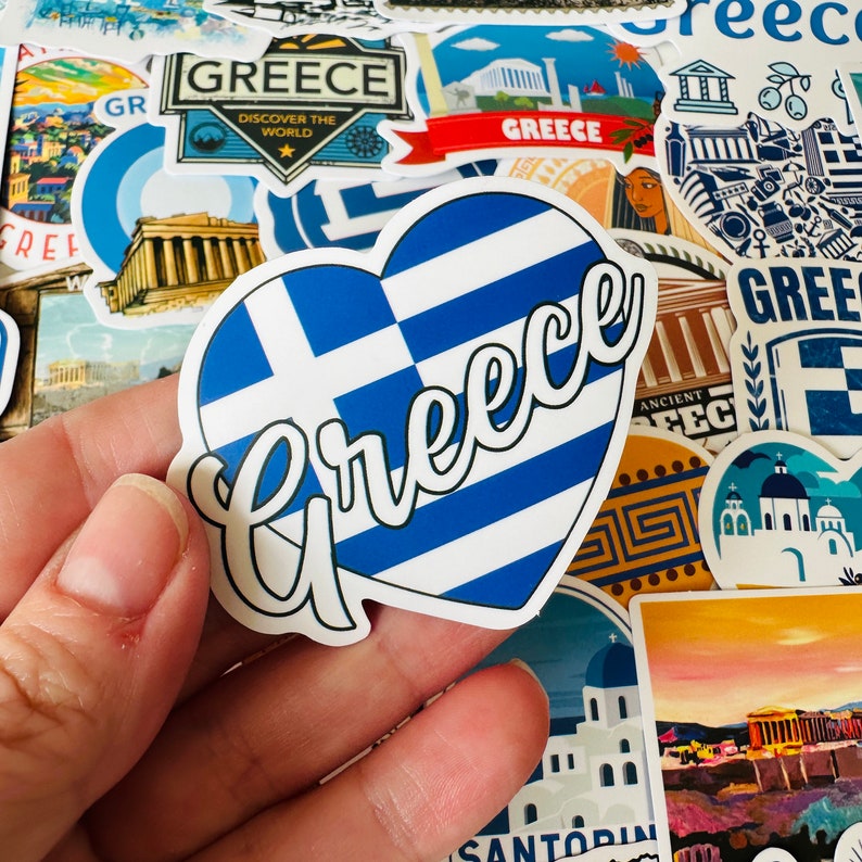 25/50 Vinyl Greece Stickers, Die Cut Decal Set, Waterproof Reusable ...