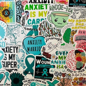 25/50 vinyl angststickers, gestanst stickerset, waterdicht herbruikbaar, stoornis bewustzijn sterkte zaken ondersteuning, Journal Planner Case Gift