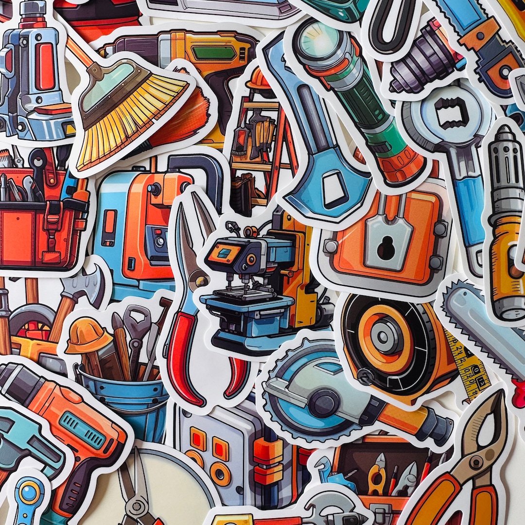 25/50 Vinyl DIY Tool Stickers, Die Cut Decal Set, Waterproof Reusable ...