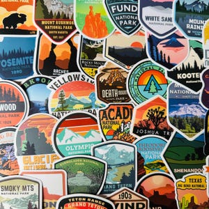 25/50/100 vinyl nationaal park stickers, gestanste sticker set, waterdicht herbruikbaar, VS vakantie staat reizen toerist, planner bumper laptop