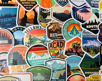 25/50/100 Vinyl National Park Stickers, Die Cut Decal Set, Waterproof Reusable, USA Vacation State Travel Tourist, Planner Bumper Laptop
