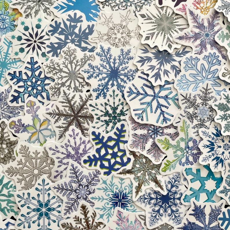 25/50 Vinyl Snowflake Stickers, Die Cut Decal Set, Waterproof Reusable ...