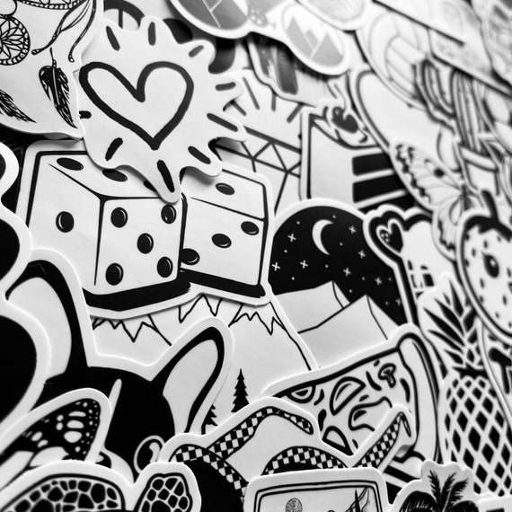 25/50 Vinyl Black White Theme Stickers, Die Cut Decal Set, Waterproof  Reusable, Happy Cute Fun Aesthetic, Journal Laptop Case Wall Decor Art -   Norway