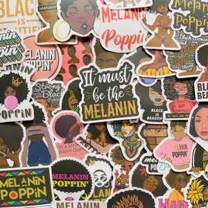 25/50ビニールメラニンポッピンステッカー、ダイカットデカールセット、防水再利用可能、Black Girl Lives Matter BLM Her Rights Equality、プランナーラップトップ