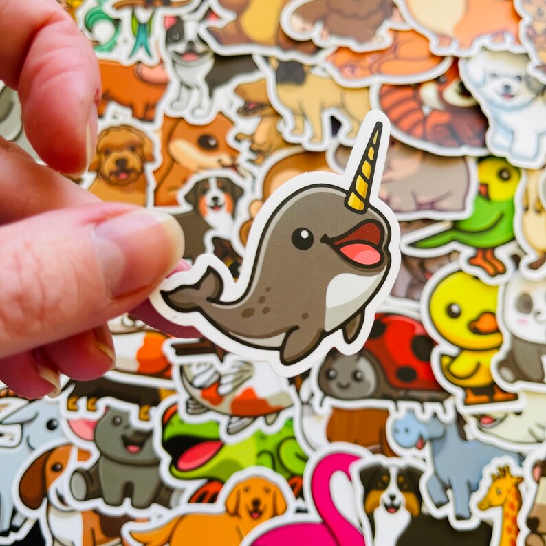 25/50 Vinyl Animal Stickers Die Cut Decal Set Waterproof Etsy