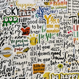 25/50 Vinyl-Motivationsaufkleber, gestanzte Aufkleber, wasserfest, wiederverwendbar, inspirierende Zitate Wörter, positive psychische Gesundheit, Journal Tagebuch