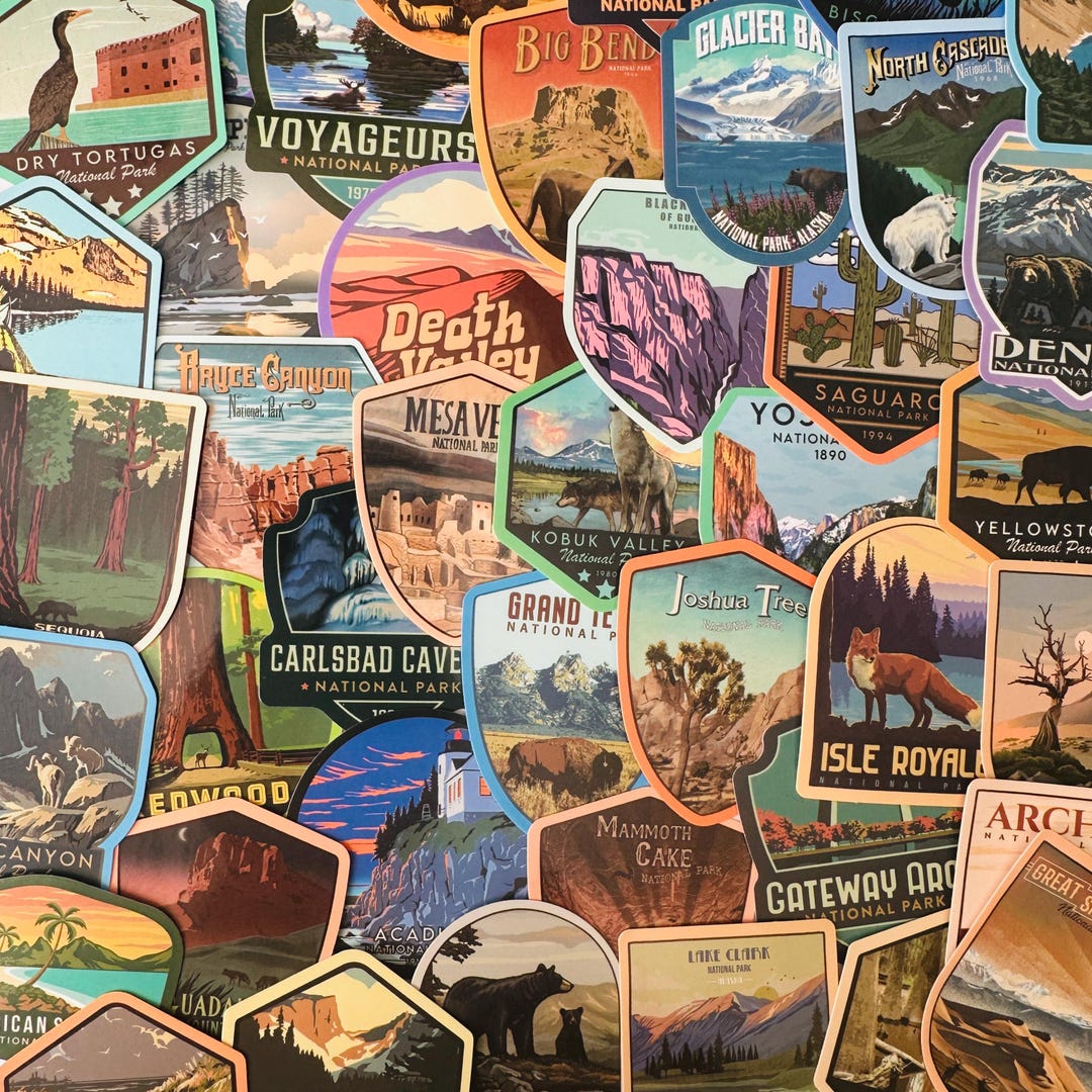 30/60 Vinyl National Park Stickers, Die Cut Decal Set, Waterproof ...