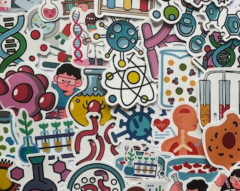 25/50 Vinyl Microbiology Scientist Stickers, Die Cut Decal, Waterproof Reusable, Science Biology Lab Teacher Student, Planner Laptop Case