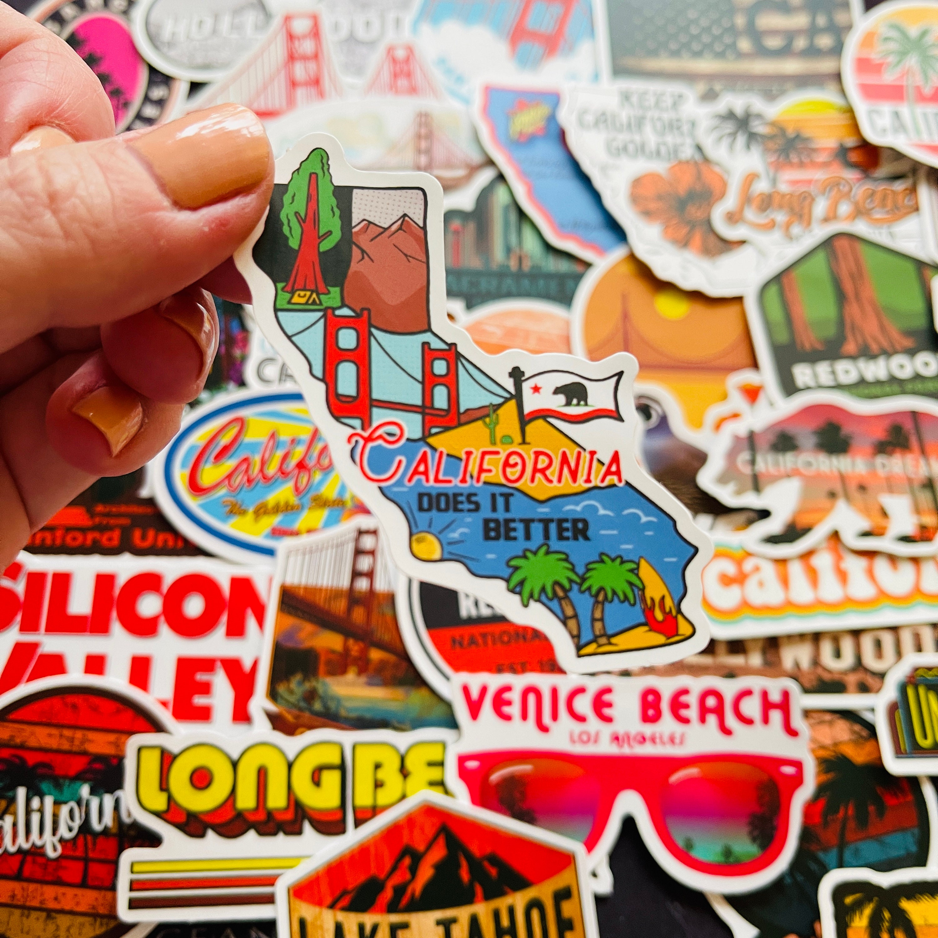 25/50 Vinyl California Stickers, Die Cut Decal Set, Waterproof Reusable ...