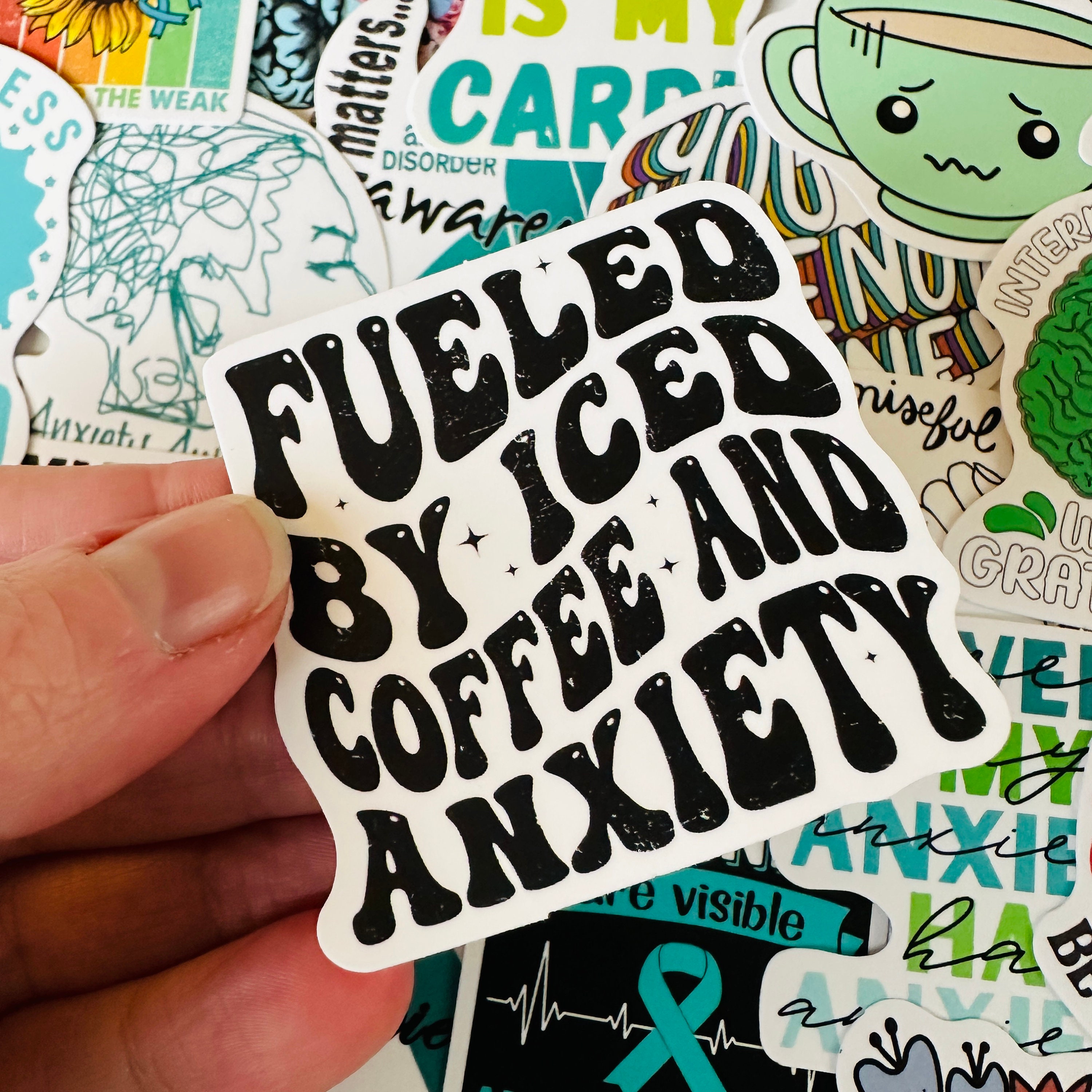 25/50 Vinyl Anxiety Stickers, Die Cut Decal Set, Waterproof Reusable ...