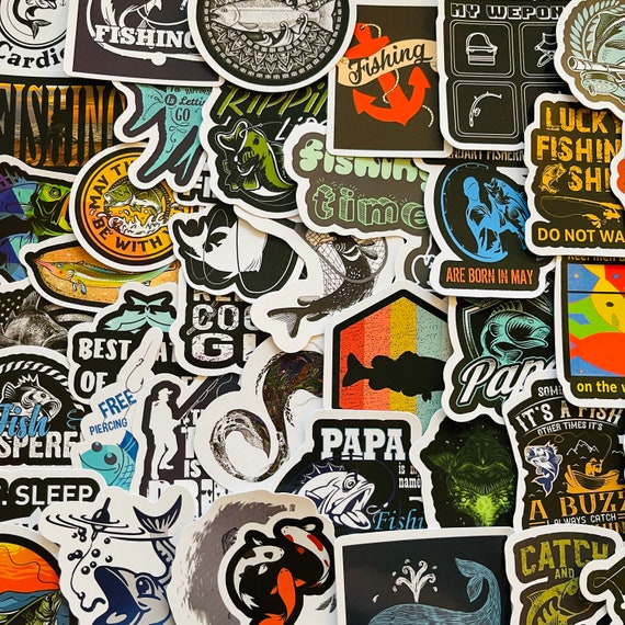 25/50 Vinyl Gone Fishing Stickers, Die Cut Decal Set, Waterproof Removable, Funny  Fisherman Dad Fish Reel Rod Sport Gift, Laptop Tackle Box 