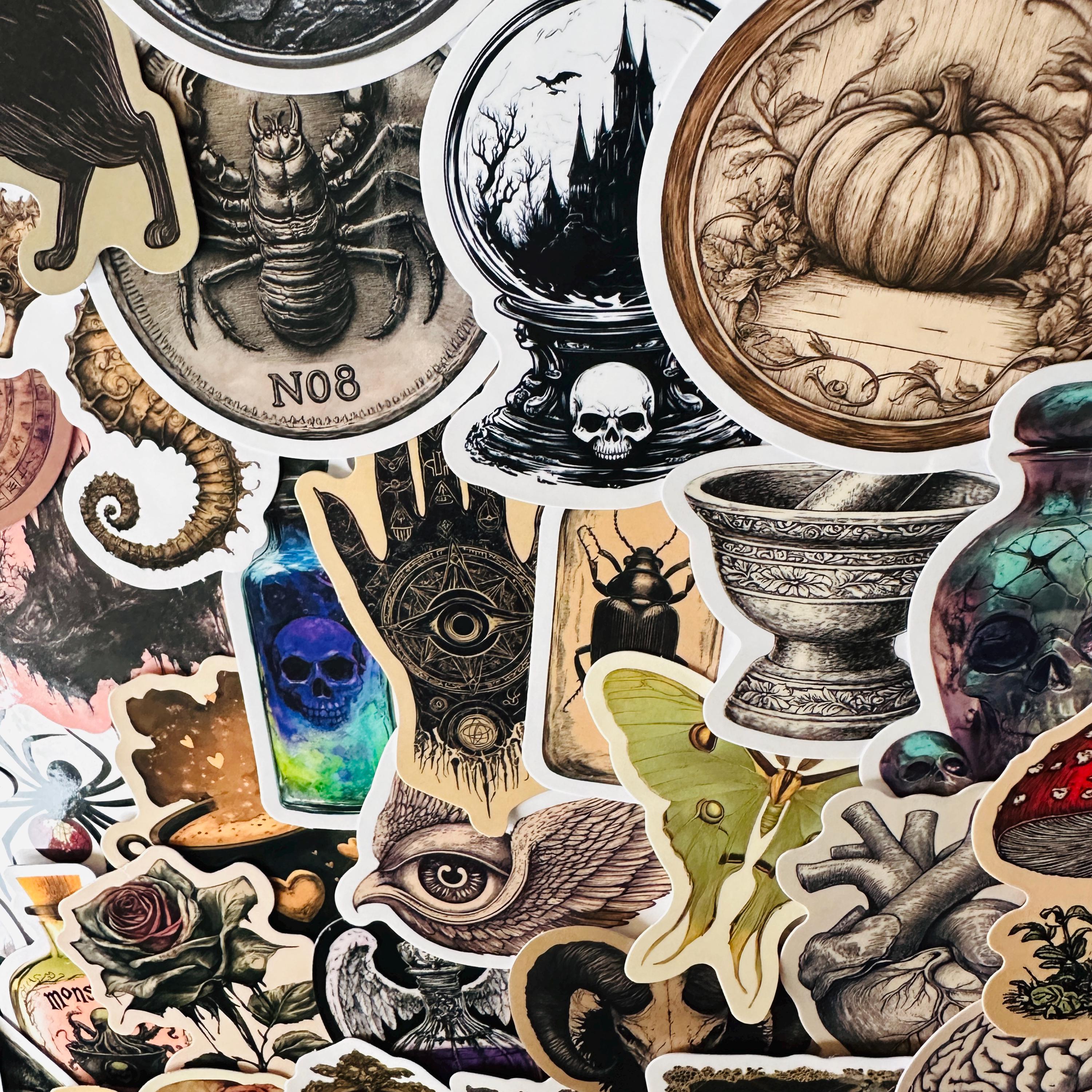 Goth Labels 25/50 Vinyl Dark Vintage Potion Labels Stickers, Die Cut Decal Set ...