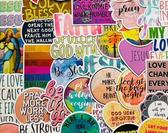 25/50/100 Vinyl Christian Faith Stickers, Die Cut Decal Set, Waterproof Reusable, Jesus God Lord Prayer Religious Bible, Planner Journal