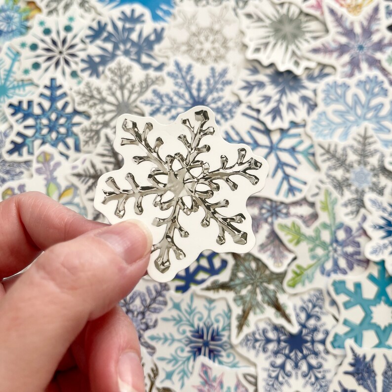 25/50 Vinyl Snowflake Stickers, Die Cut Decal Set, Waterproof Reusable ...