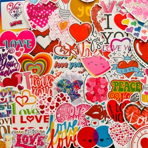 25/50/100 Adesivi in vinile a tema I Love You, set di decalcomanie fustellate, impermeabili e riutilizzabili, bacio rosa con cuore rosso di San Valentino, decorazione artigianale per laptop e planner
