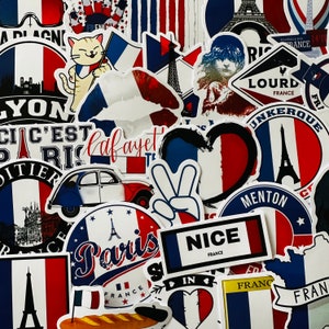 25/50 Vinyl Frankreich Aufkleber, sterben Schnitt Aufkleber Set, wasserdicht wiederverwendbar, Französisch Tricolore Paris Europa Urlaub, Reiseplaner Journal Molkerei