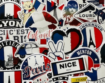 50 Franse Stickers, Scrapbook Stickers Reizen Frankrijk Waterdicht voor