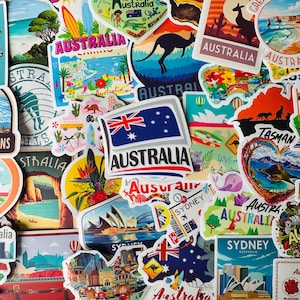 25/50 Vinyl Australien Aufkleber, sterben Schnitt Aufkleber Set, wasserdicht wiederverwendbar, Oz Aussie Sydney Landkultur, Reiseplaner Journal Fall Geschenk