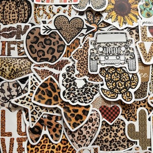 Pegatinas de vinilo con estampado animal 25/50, juego de calcomanías troqueladas, impermeables y reutilizables, para amantes de la estética de la jungla con leopardo, decoración artística para planificadores y portátiles