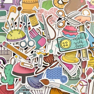 Pegatinas de vinilo para manualidades, 25/50 unidades, juego de calcomanías troqueladas, impermeables, reutilizables, para coser, tejer, bordar, máquina de planificador
