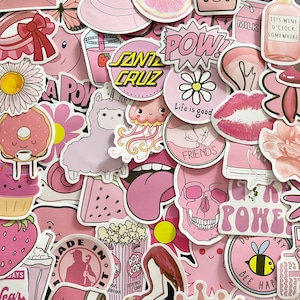 Adesivi in vinile a tema rosa 25/50/100, set di decalcomanie fustellate, impermeabili e riutilizzabili, ragazza amante dei fan VCSO con estetica colorata, custodia per laptop e planner