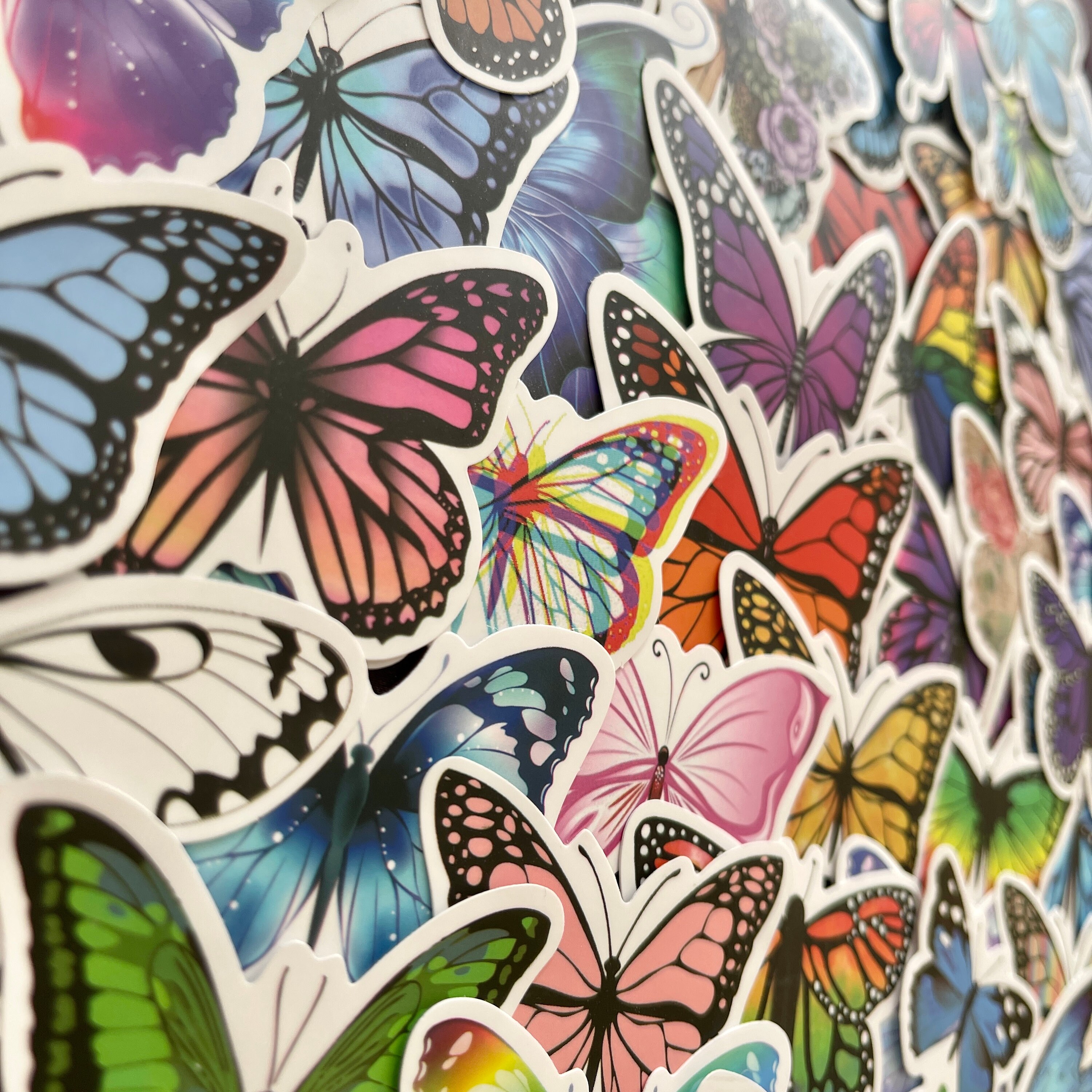 25/50 Vinyl Butterfly Stickers, Die Cut Decal Set, Waterproof Removable ...