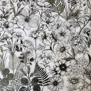 Pegatinas de vinilo transparente con flores, 25/50, troqueladas, transparentes, reutilizables, dibujo de hojas de plantas con contorno negro, arte para ventanas de portátiles y planificadores