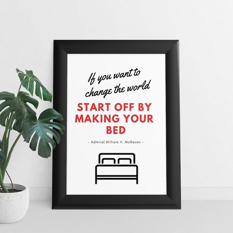 Make Your Bed Digital Printable Art Red Inspirational Etsy