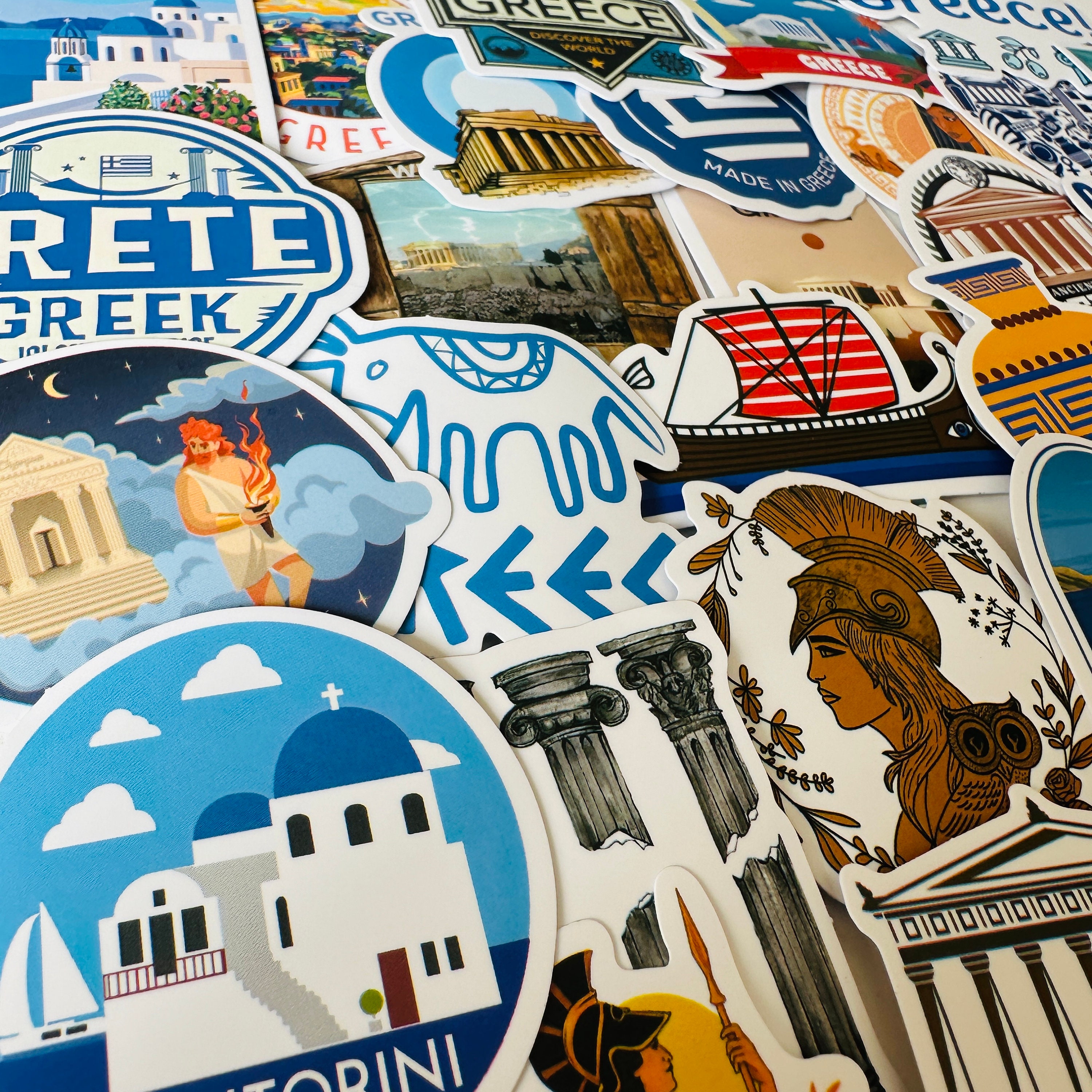 25/50 Vinyl Greece Stickers, Die Cut Decal Set, Waterproof Reusable ...