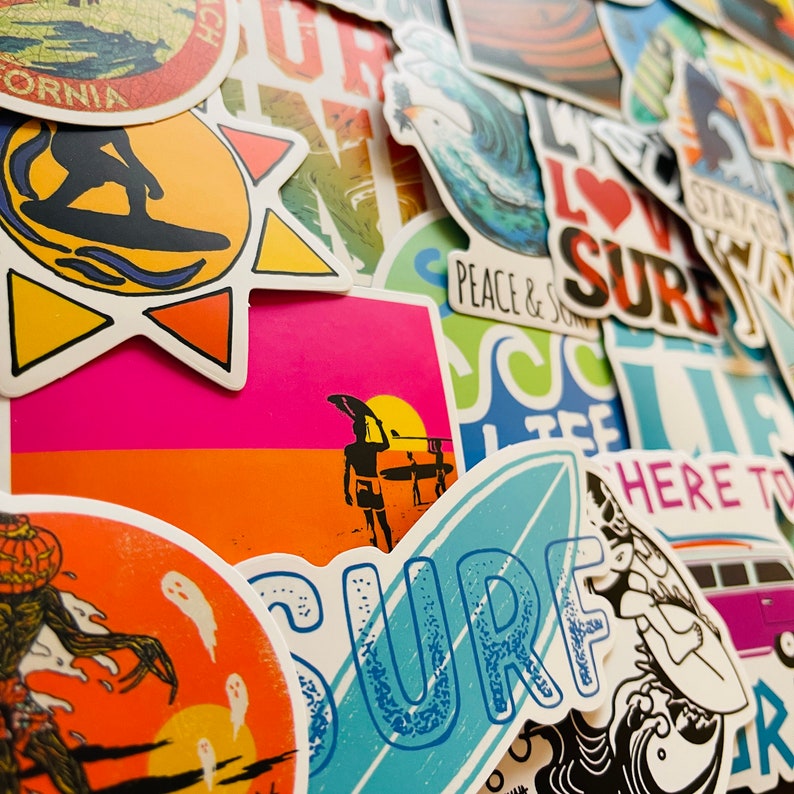 25/50 Vinyl Surf Stickers Die Cut Decal Set Waterproof Etsy UK