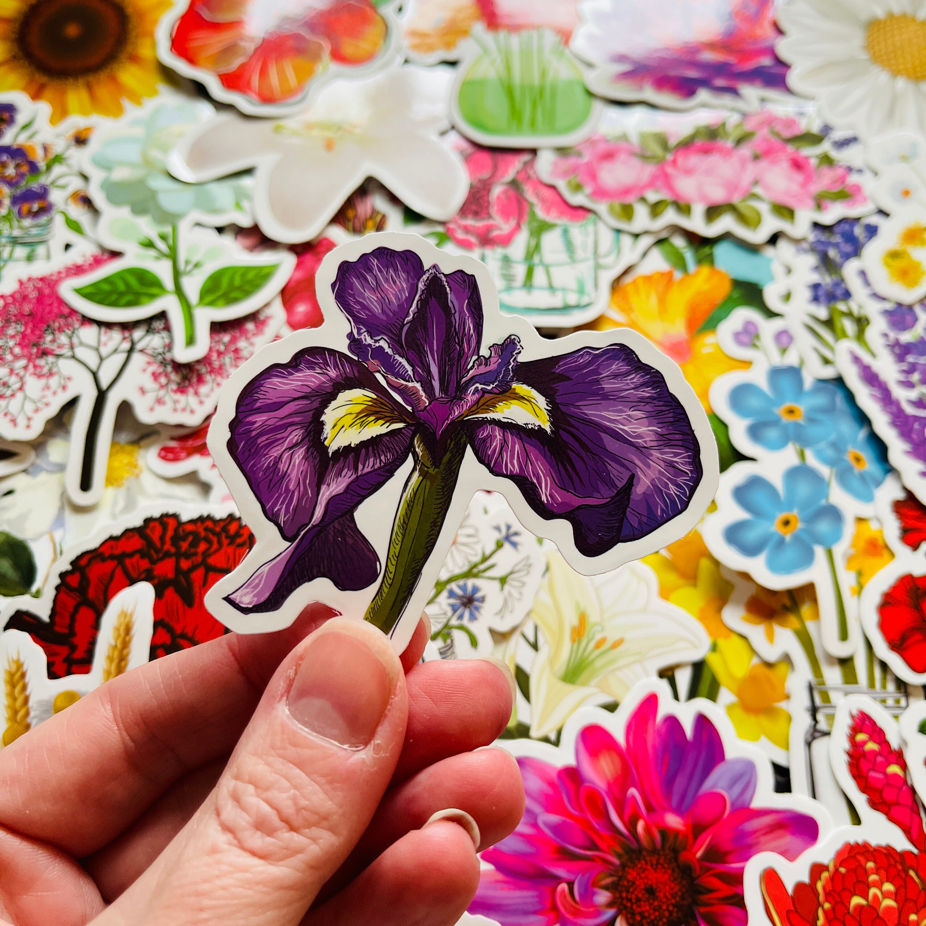 Flower Sticker Dc 25/50 Vinyl Flower Stickers Die Cut Decal Set Waterproof | Etsy