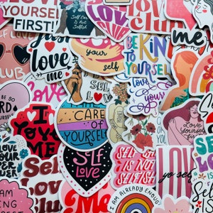 25/50 vinyl zelfliefdestickers, gestanste stickerset, waterdicht herbruikbaar, geestelijke gezondheid is belangrijk Friend You Care Krachtondersteuning, tijdschrifthouder