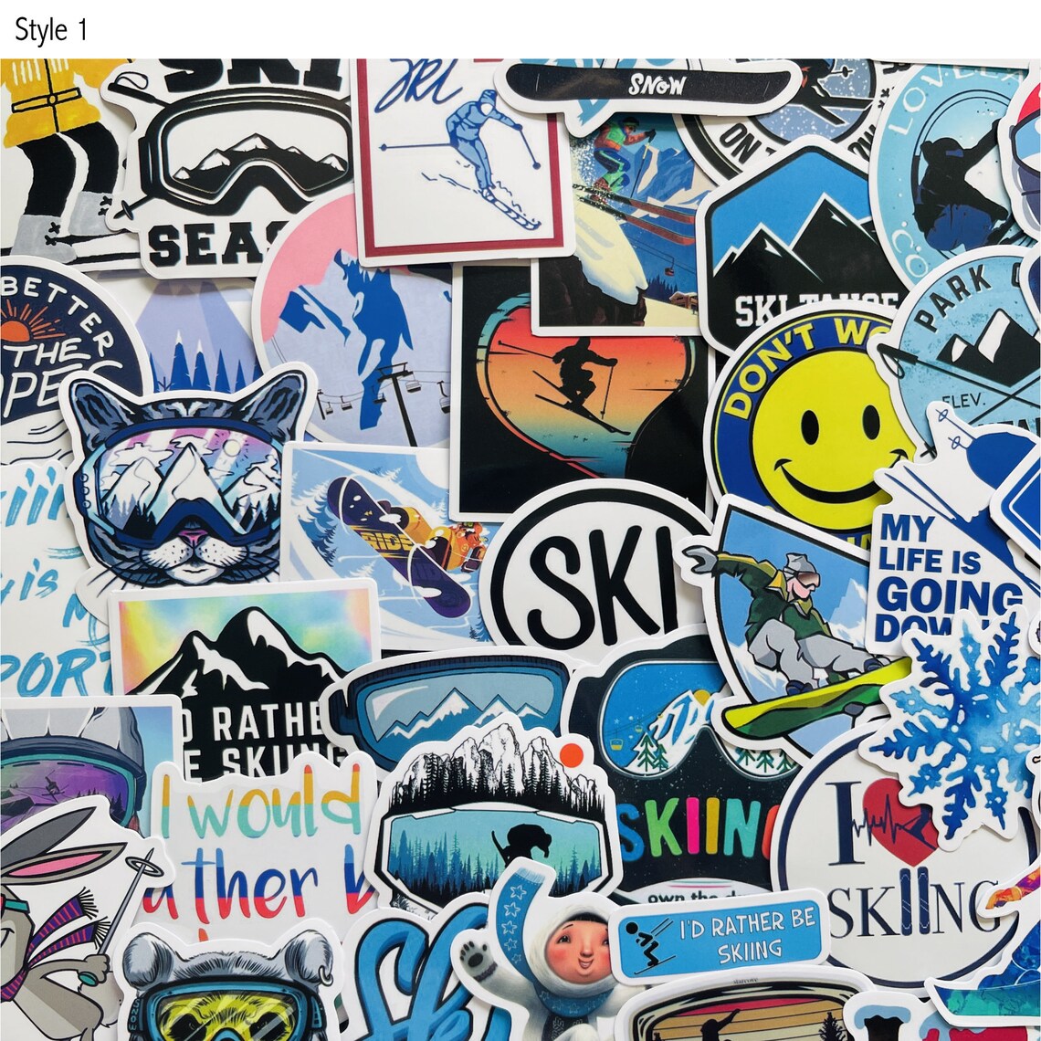25/50 Vinyl Skiing Stickers Die Cut Decal Set Waterproof - Etsy