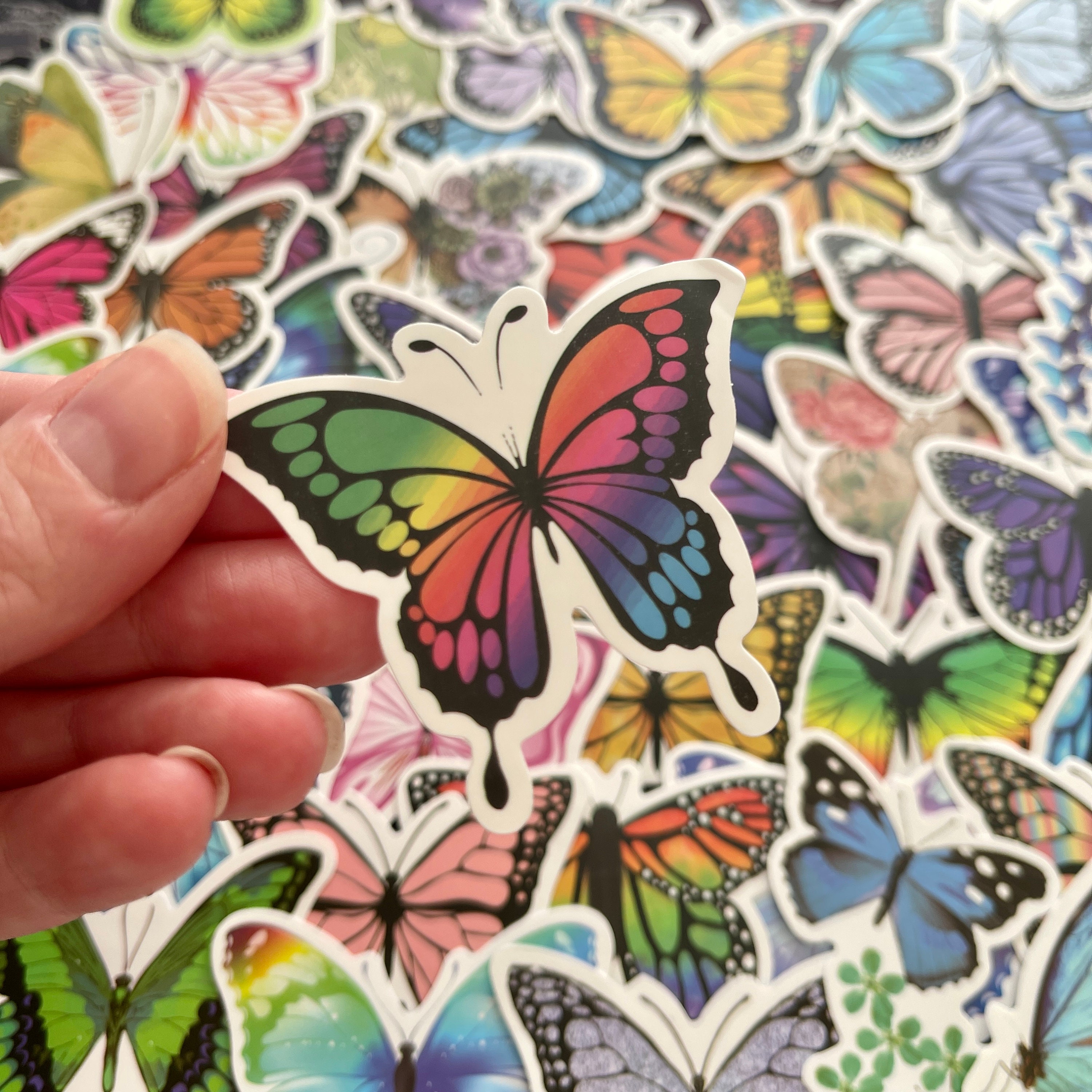 25/50 Vinyl Butterfly Stickers, Die Cut Decal Set, Waterproof Removable ...