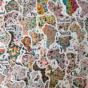 Adesivos de viagem cultural de vinil 23/46, conjunto de decalques recortados, à prova d'água reutilizáveis, presente turístico de férias no campo, mala de laptop planejador