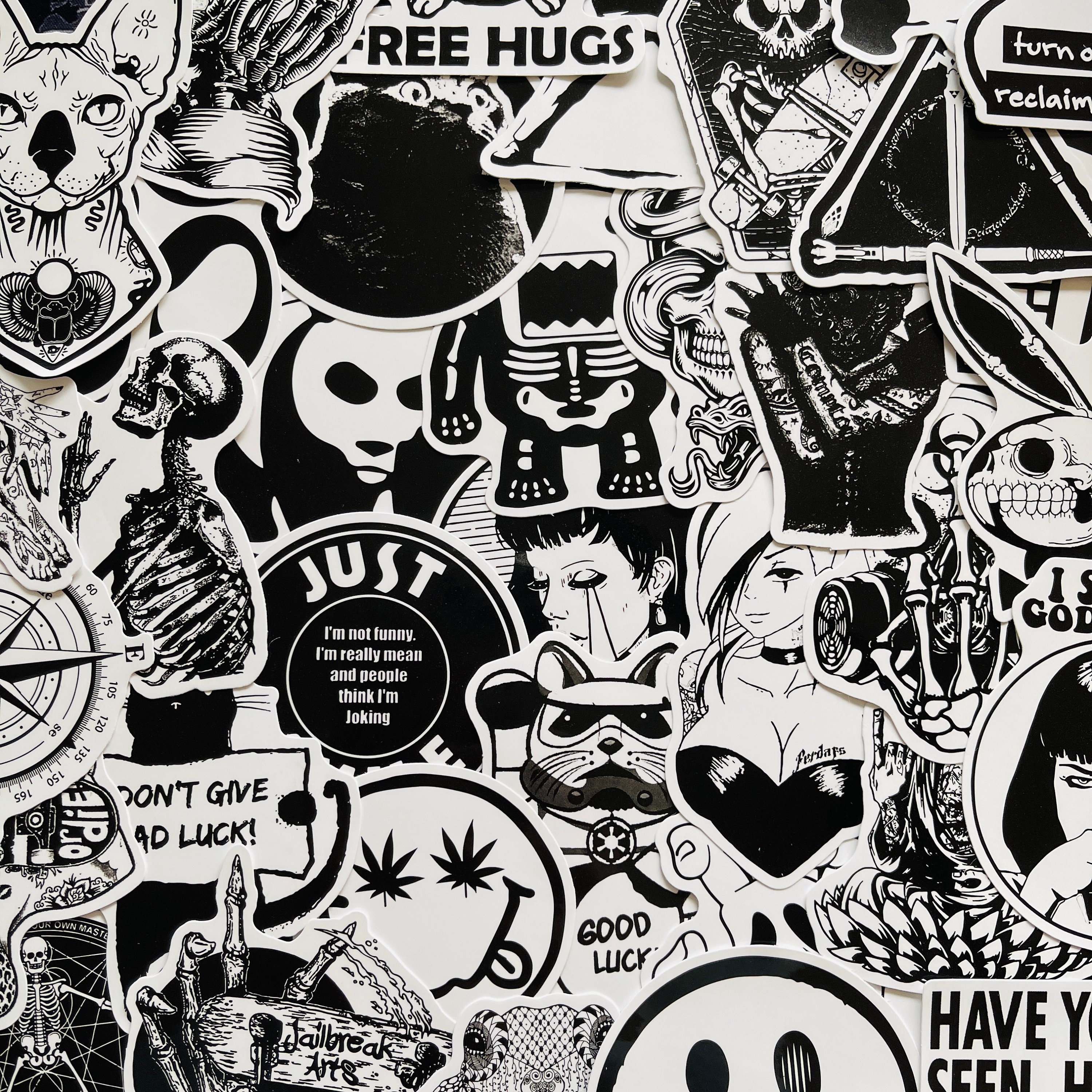 25/50/100 Vinyl Goth Graffiti Stickers, Die Cut Decal Set