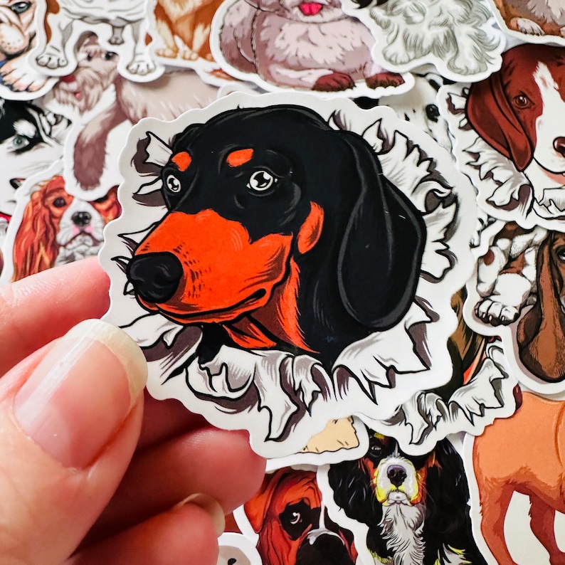25/50 Vinyl Cartoon Dog Stickers, Die Cut Decal Set, Waterproof ...