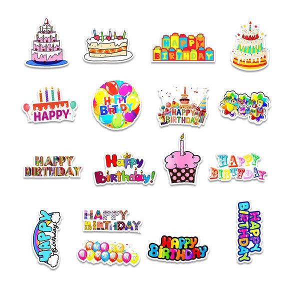 Happy Birthday Stickers Birthday Planner Stickers, Birthday Cake,  Celebration Kit 