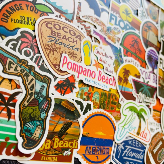 25/50 Vinyl Florida Stickers, Die Cut Decal Set, Waterproof 