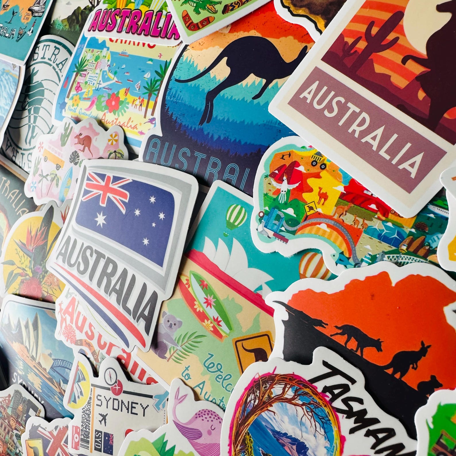 25/50 Vinyl Australia Stickers, Die Cut Decal Set, Waterproof Reusable ...