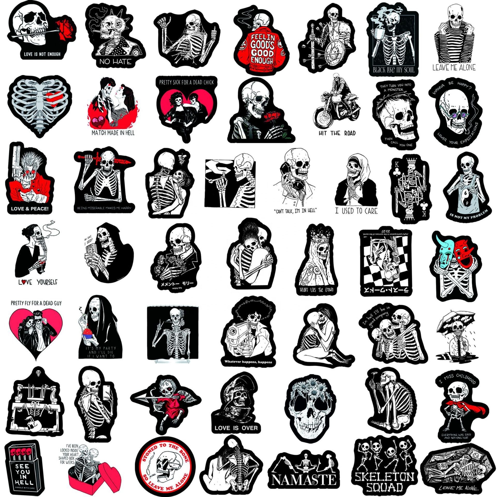 25/50 Vinyl Goth Love Stickers, Durable Die Cut Decal Set