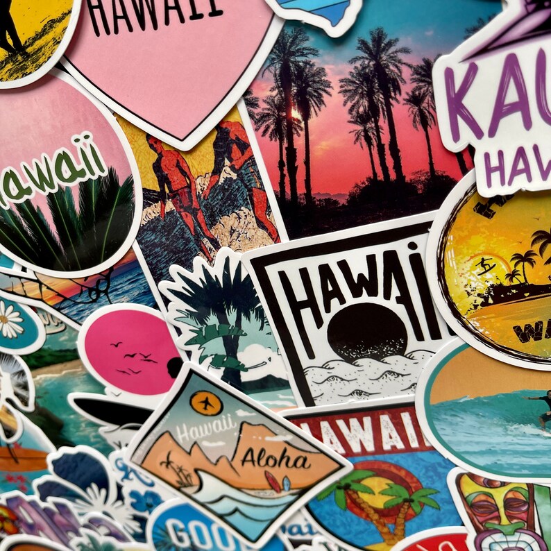 25/50 Vinyl Hawaii Stickers Die Cut Decal Set Waterproof Etsy