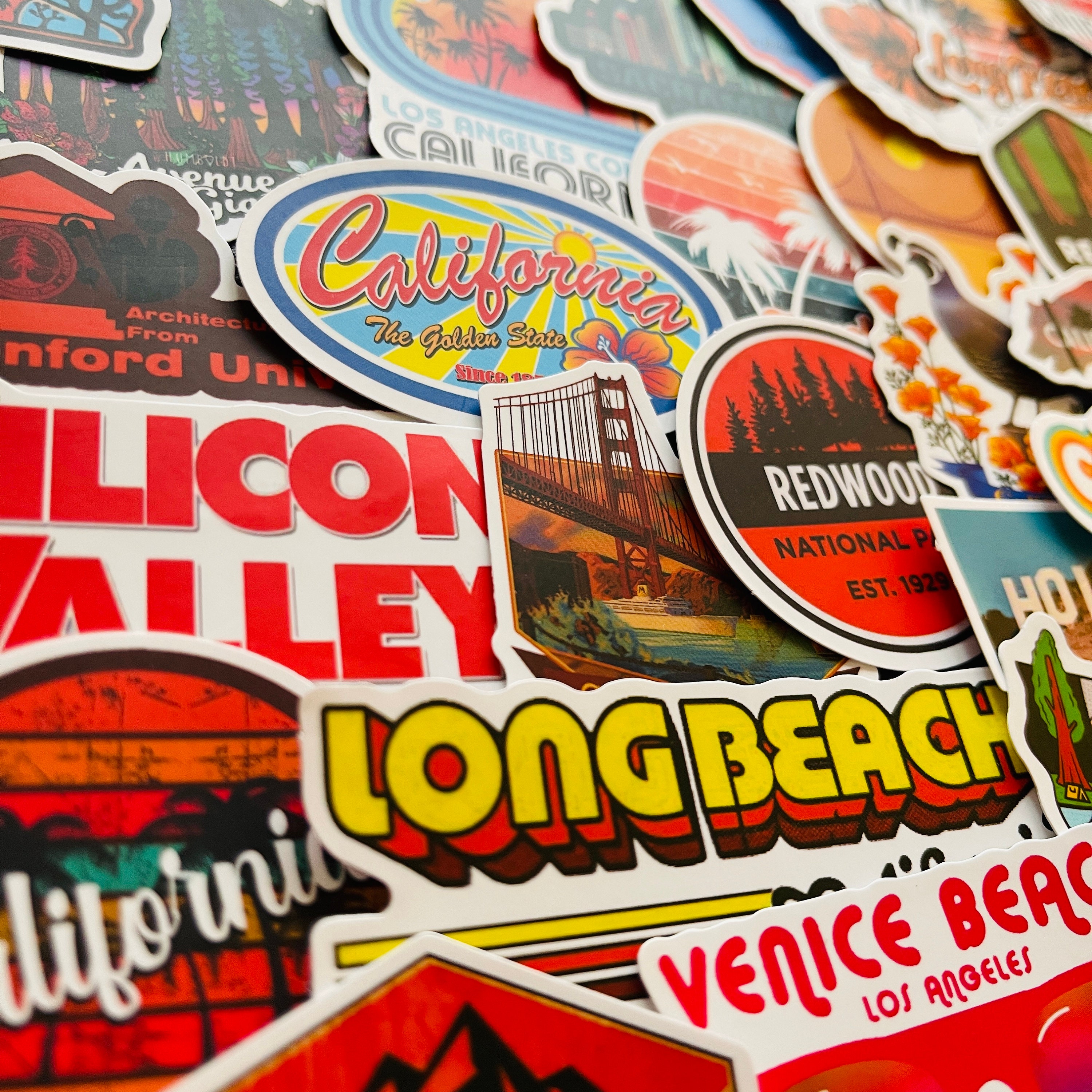 25/50 Vinyl California Stickers, Die Cut Decal Set, Waterproof Reusable ...