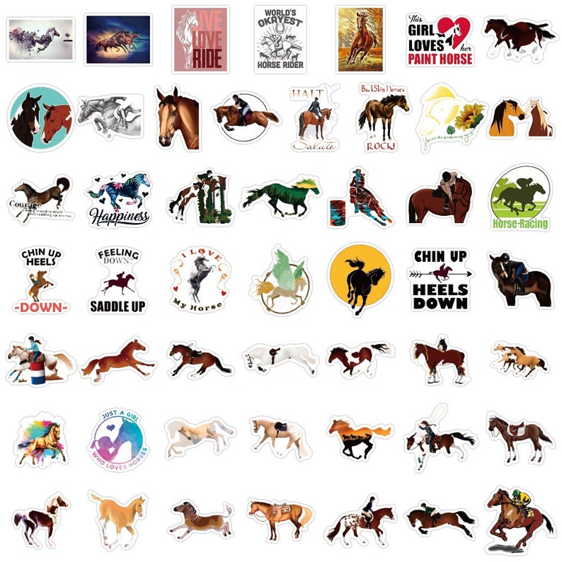 25/50/100 Horse Theme Vinyl Stickers Die Cut Decal Set Etsy