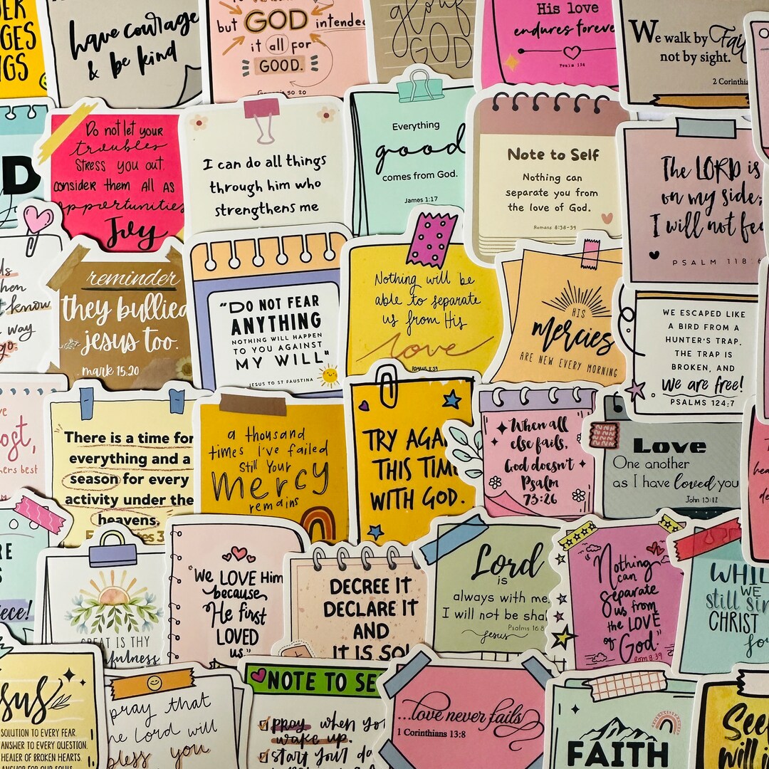 25/50 Vinyl Religious Note Stickers, Die Cut Decal Set, Waterproof ...
