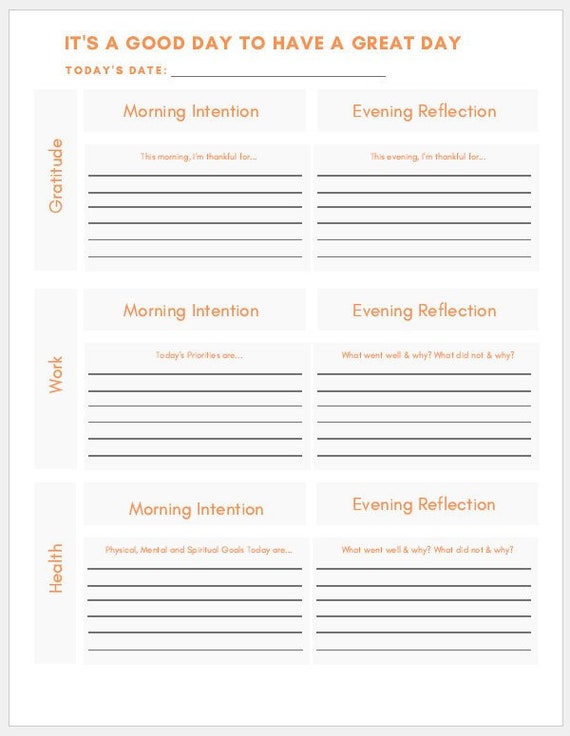 Daily Gratitude Worksheet - Etsy Daily Gratitude Worksheet - Etsy