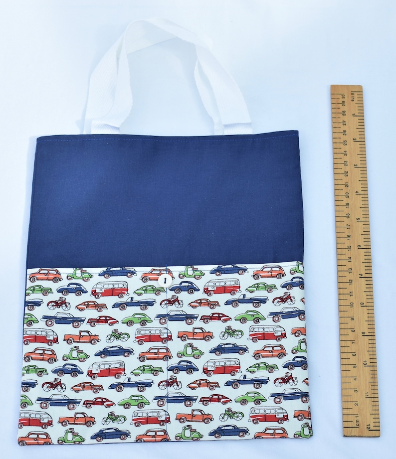 Child/'s Tote Bag with Pocket Cars design