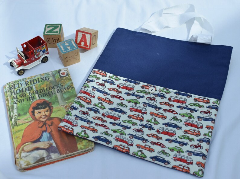 Child/'s Tote Bag with Pocket Cars design